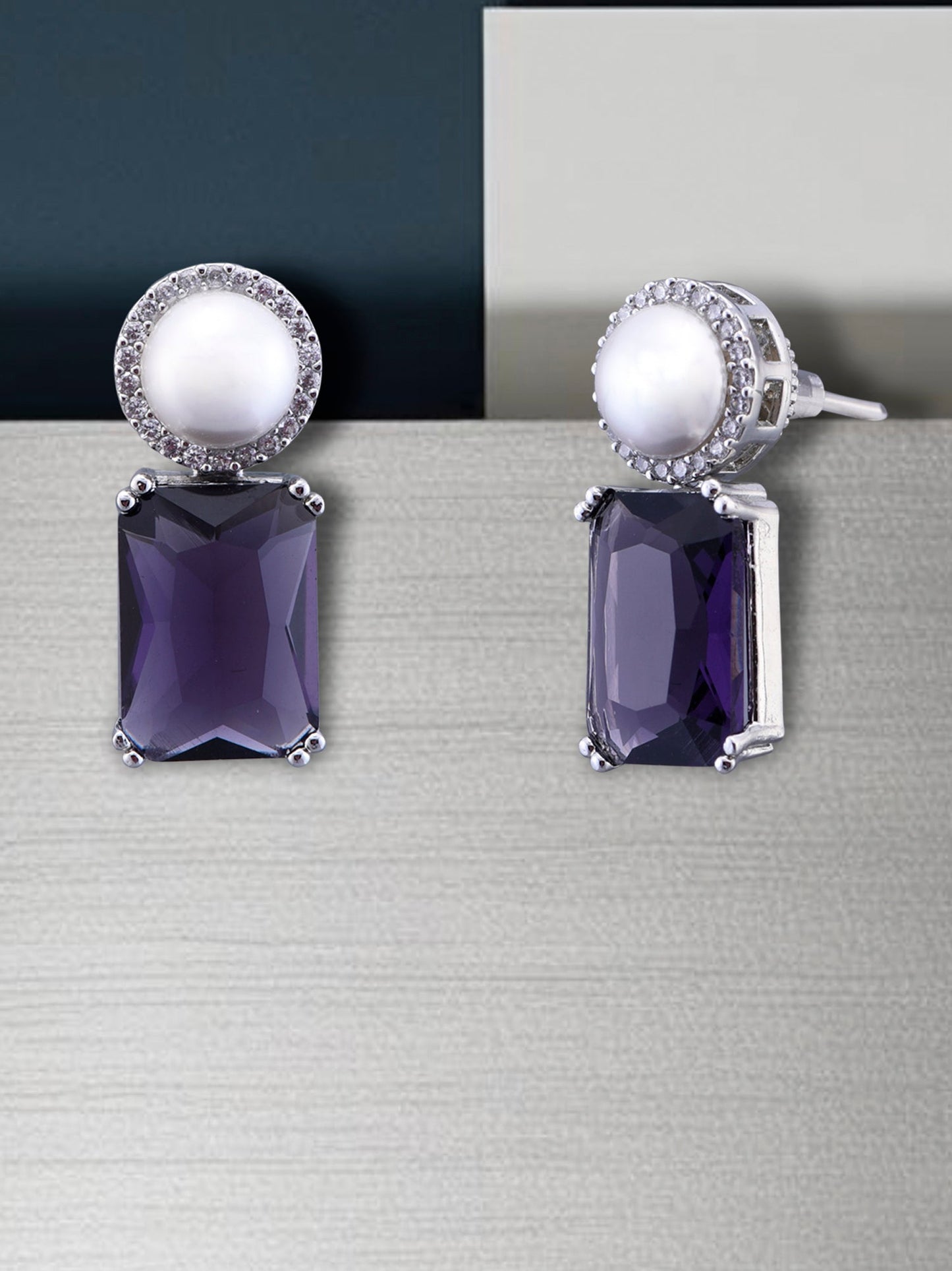 Purple Studs with Pearl
