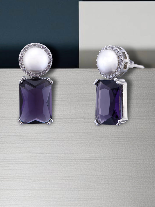 Purple Studs with Pearl